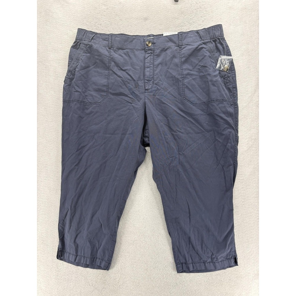 Sonoma Mid Rise Capri Pants Womens Plus 3X Blue Cotton Twill Stretch Casual NWT
